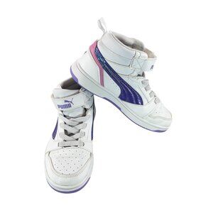 Puma Girls High-Top Sneakers White/Purple/Pink Size 1.5C